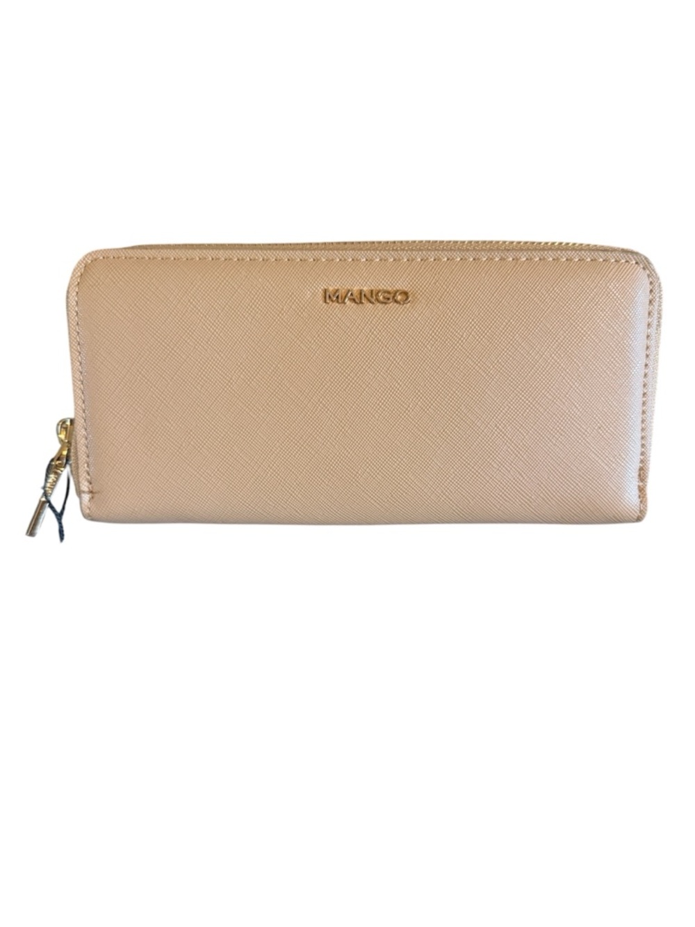 Mango Nude/Beige Saffiano Effect Zip Around Long Wallet NWT